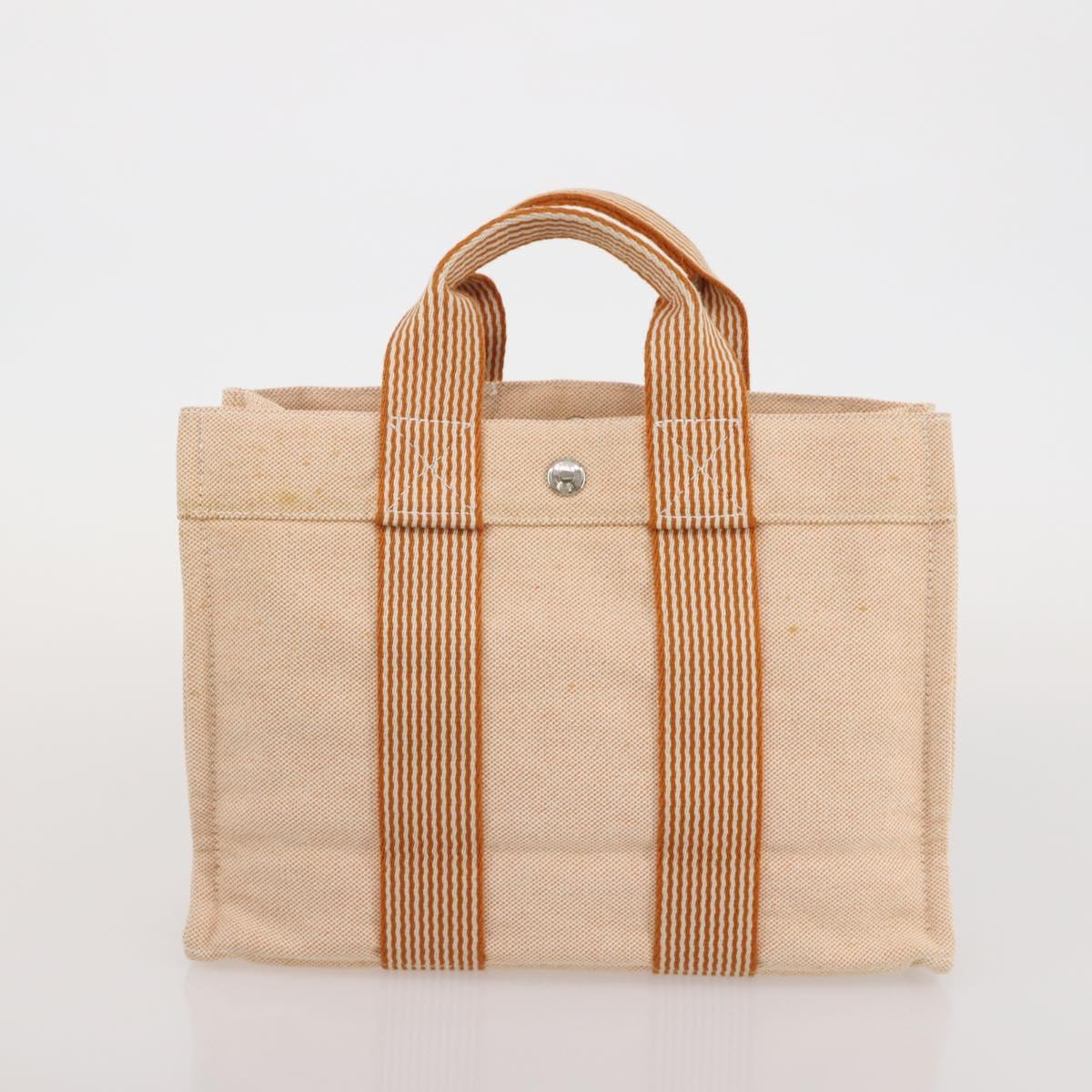 HERMES Fourre Tout Hand Bag Cotton 4 Set Navy Orange gray Auth BA13658