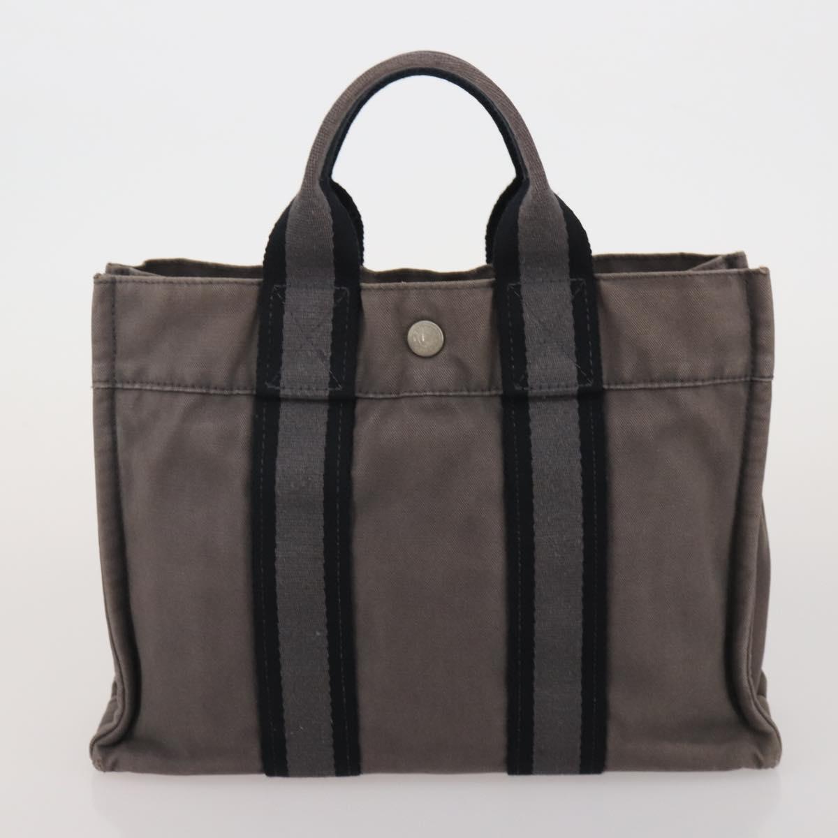 HERMES Fourre Tout Hand Bag Cotton 4 Set Navy Orange gray Auth BA13658