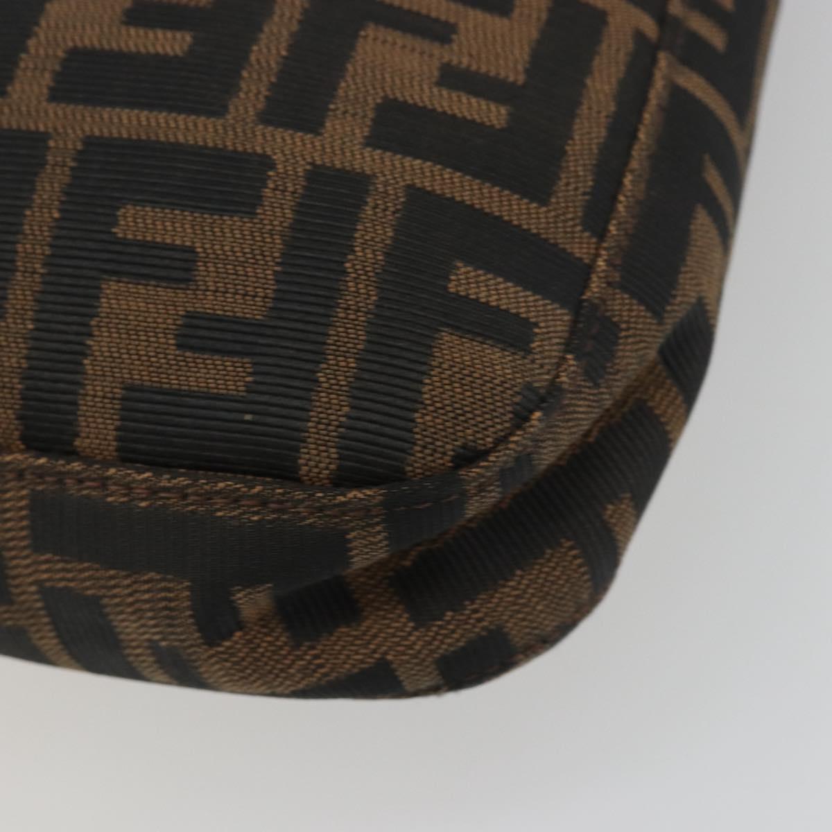 FENDI Zucca Canvas Mamma Baguette Shoulder Bag Brown Black Auth BA13674V