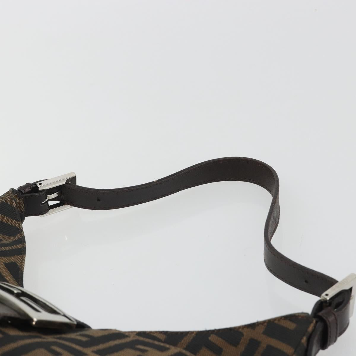 FENDI Zucca Canvas Mamma Baguette Shoulder Bag Brown Black Auth BA13674V