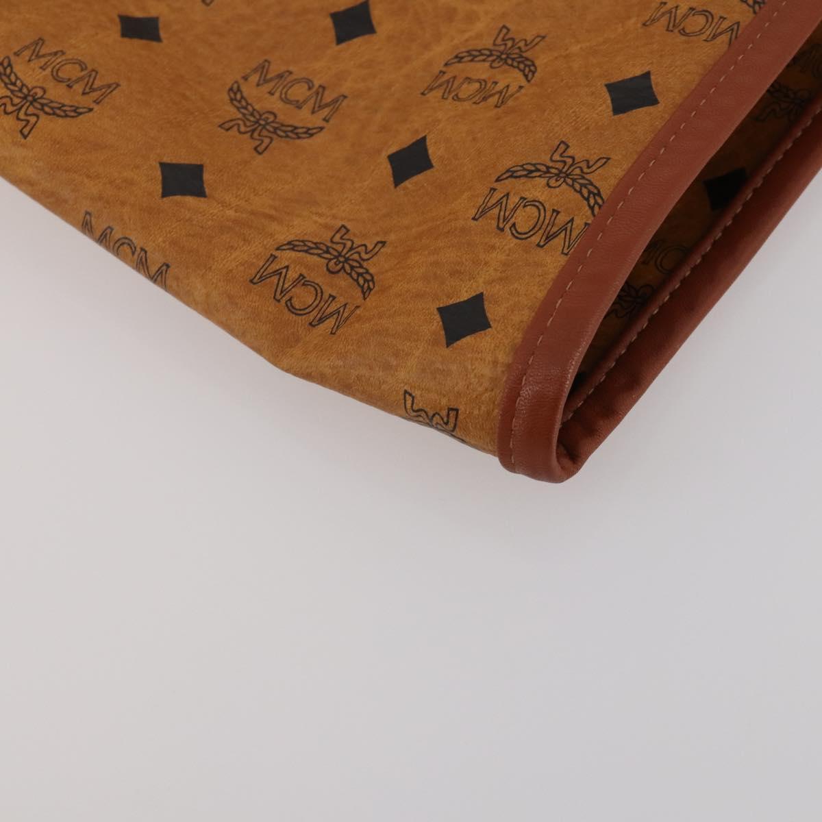 MCM Vicetos Logogram Garment Cover Leather Brown Gold Auth BA13677V