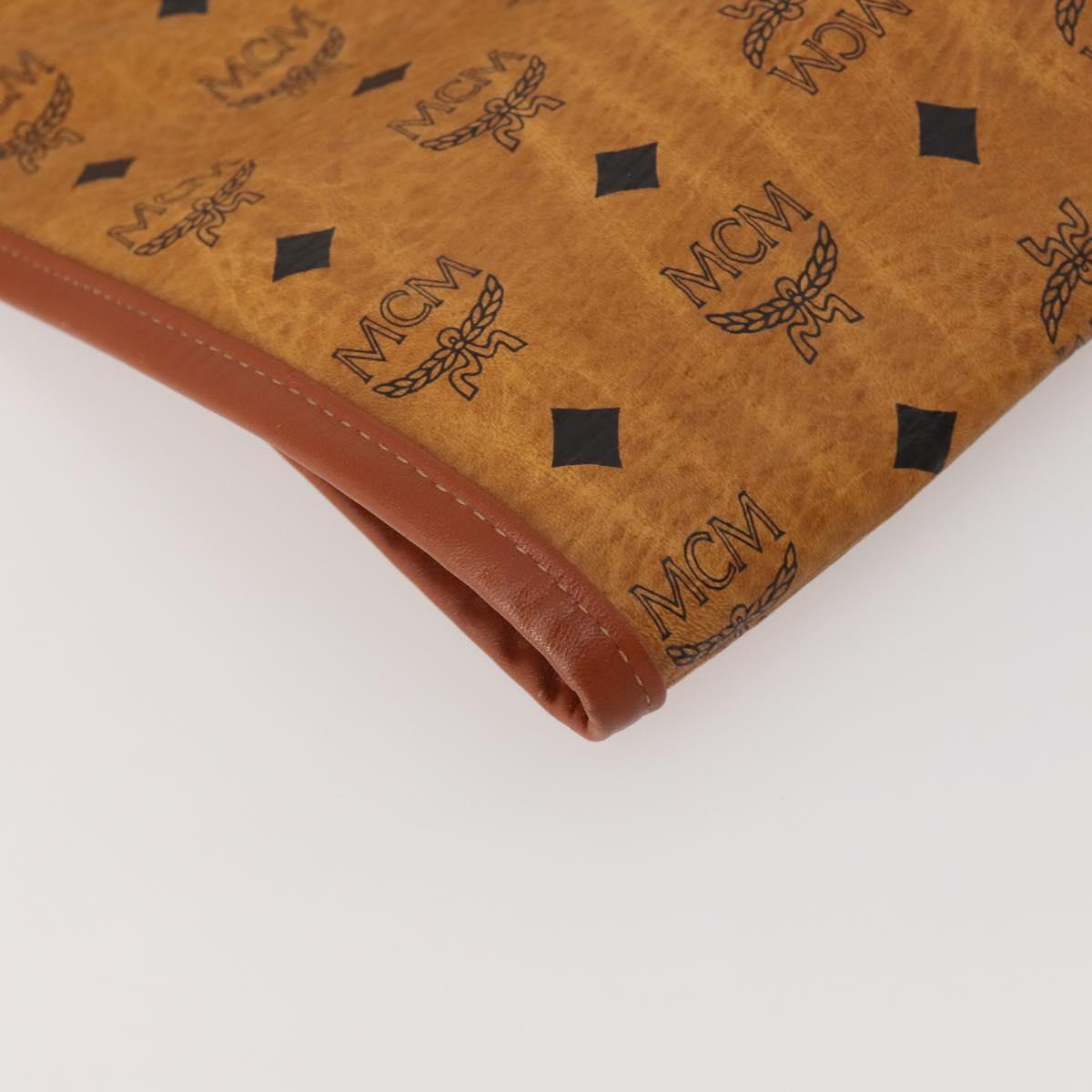 MCM Vicetos Logogram Garment Cover Leather Brown Gold Auth BA13677V