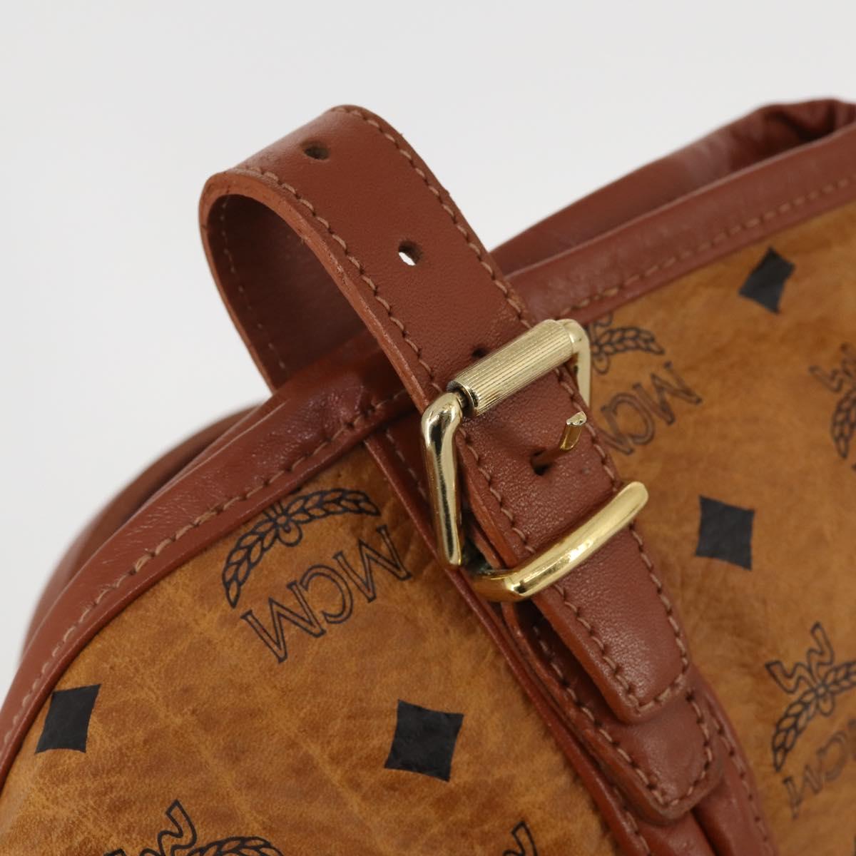 MCM Vicetos Logogram Garment Cover Leather Brown Gold Auth BA13677V