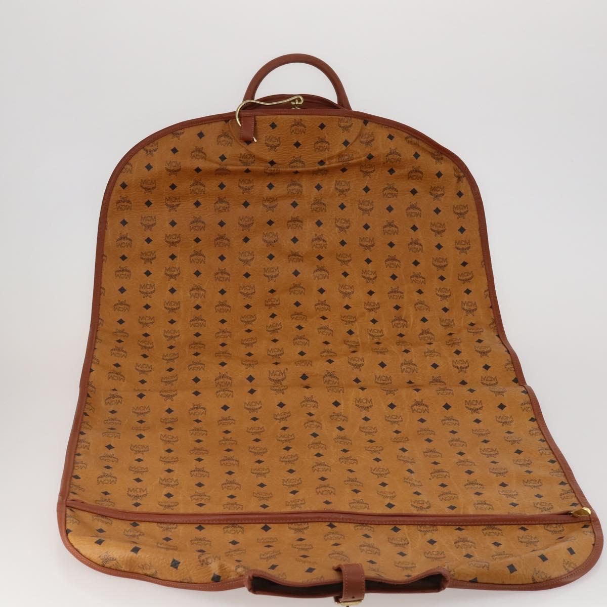 MCM Vicetos Logogram Garment Cover Leather Brown Gold Auth BA13677V