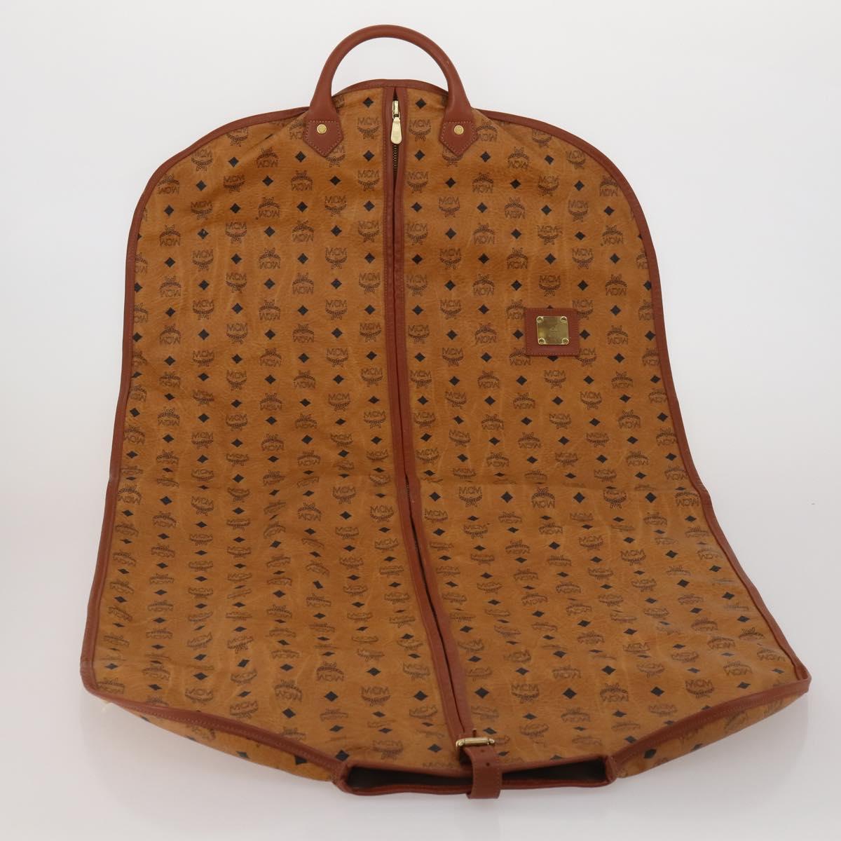 MCM Vicetos Logogram Garment Cover Leather Brown Gold Auth BA13677V