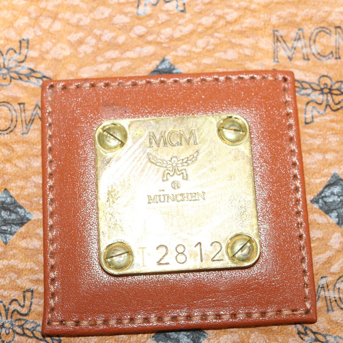 MCM Vicetos Logogram Garment Cover Leather Brown Gold Auth BA13677V