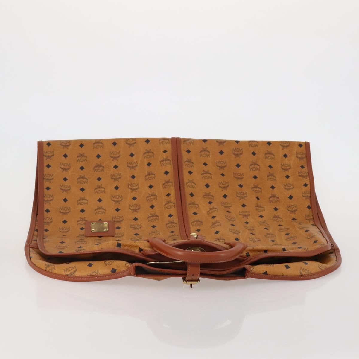MCM Vicetos Logogram Garment Cover Leather Brown Gold Auth BA13677V