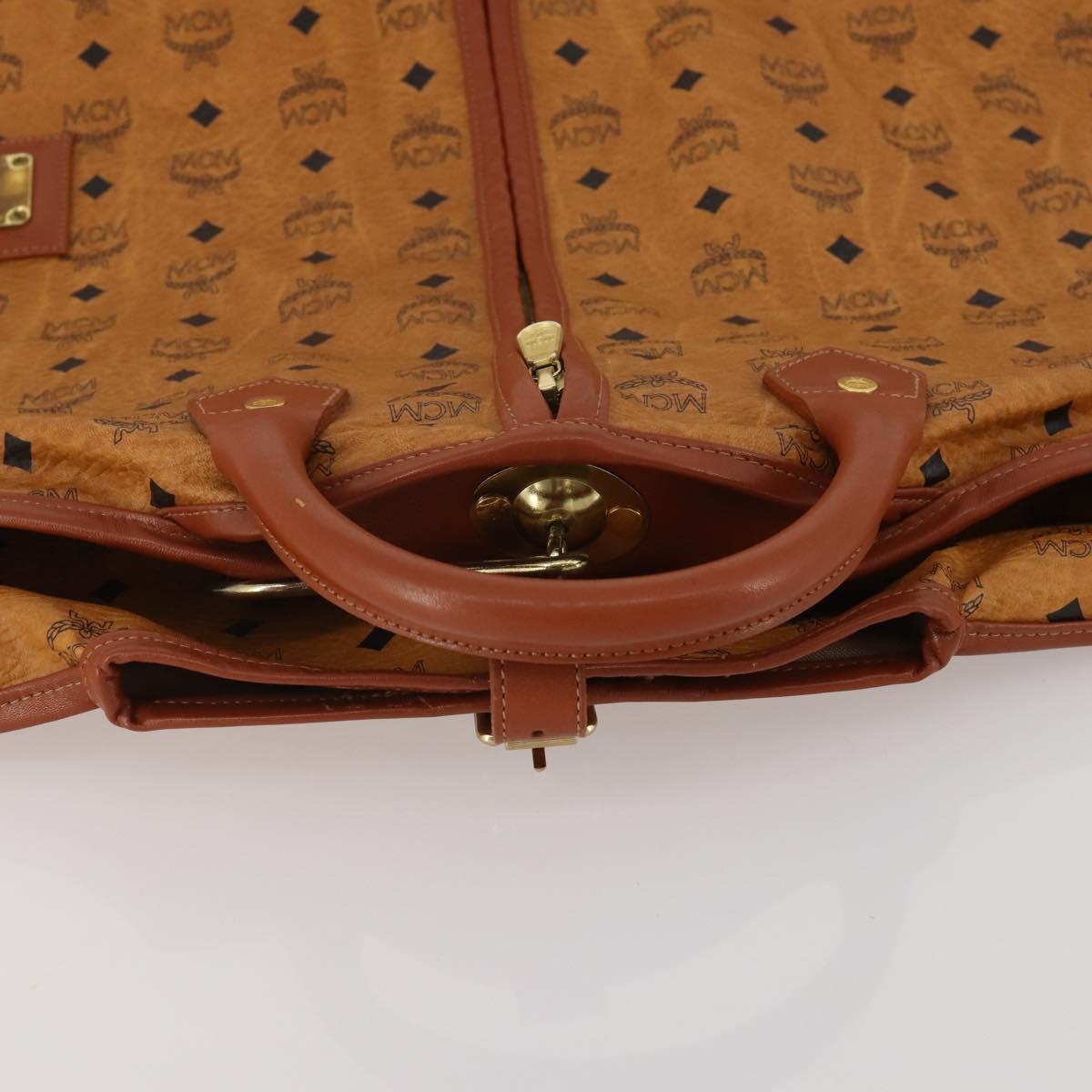 MCM Vicetos Logogram Garment Cover Leather Brown Gold Auth BA13677V