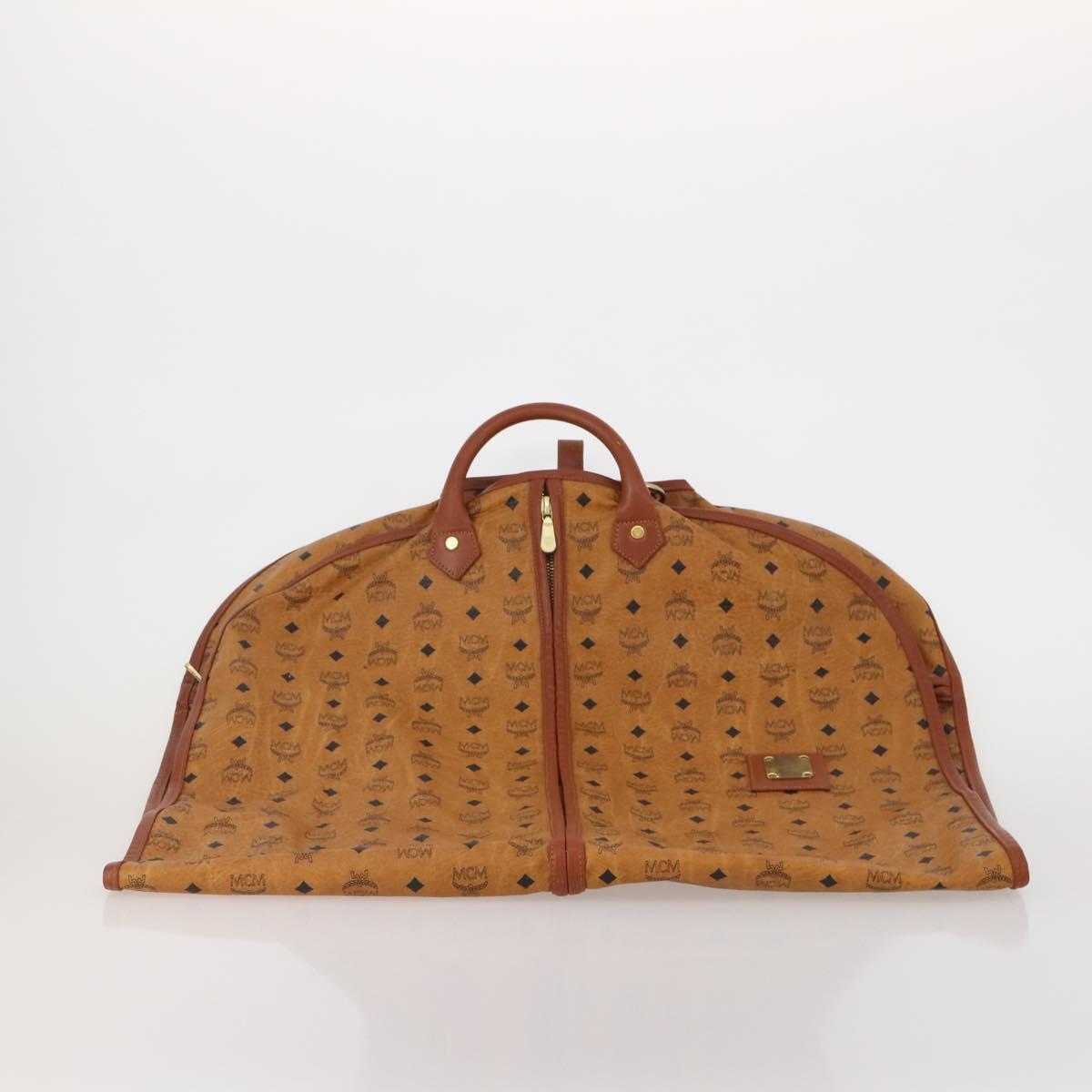 MCM Vicetos Logogram Garment Cover Leather Brown Gold Auth BA13677V