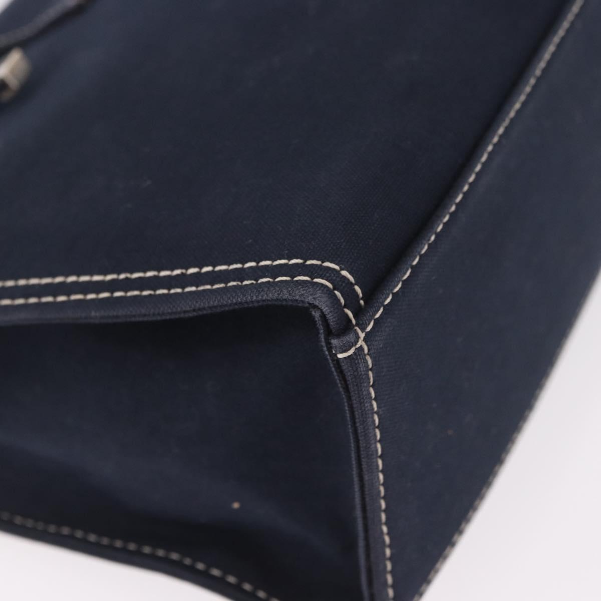FENDI Mamma Baguette Tote Bag Canvas Navy Silver Auth BA13682V