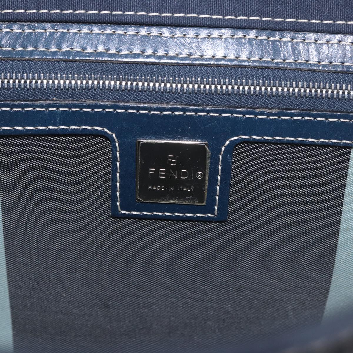 FENDI Mamma Baguette Tote Bag Canvas Navy Silver Auth BA13682V