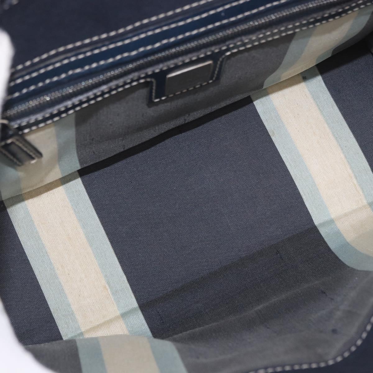 FENDI Mamma Baguette Tote Bag Canvas Navy Silver Auth BA13682V