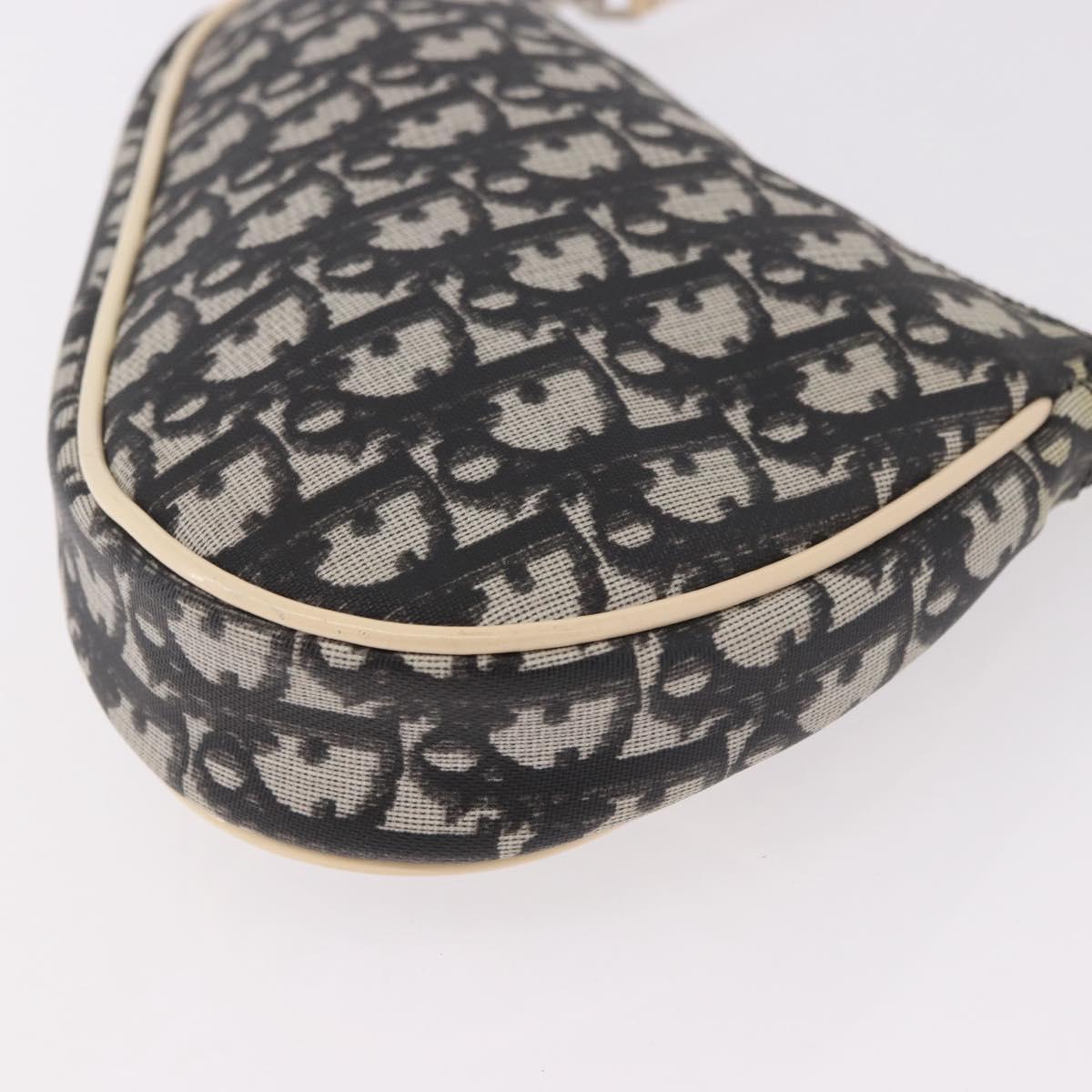 Christian Dior Trotter Canvas Saddle Pouch PVC Black Silver Auth BA13685V
