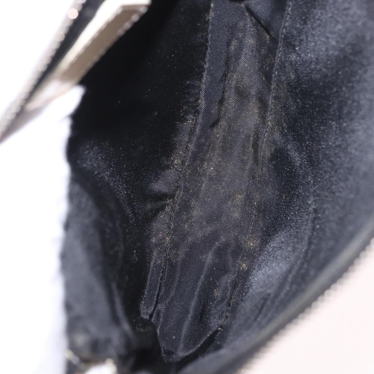Christian Dior Trotter Canvas Saddle Pouch PVC Black Silver Auth BA13685V