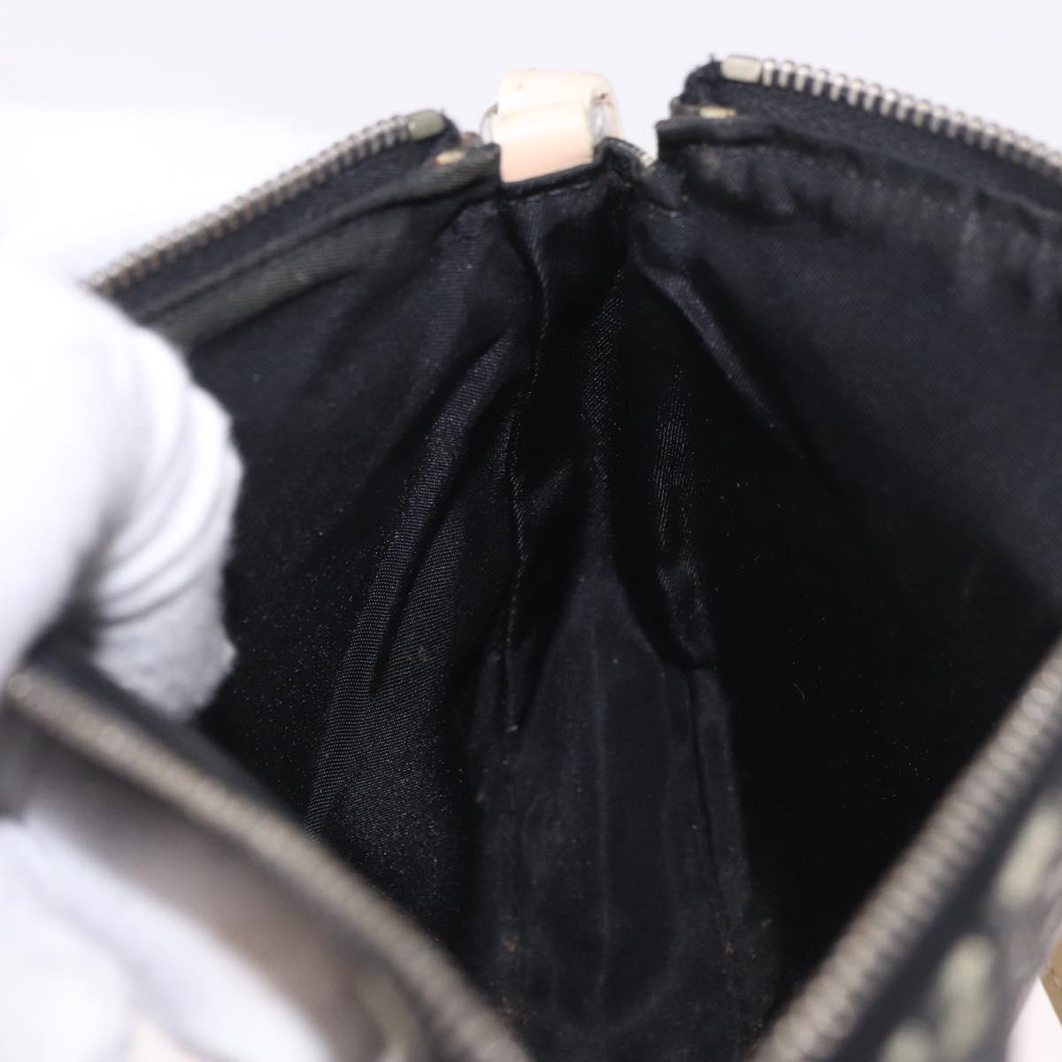 Christian Dior Trotter Canvas Saddle Pouch PVC Black Silver Auth BA13685V