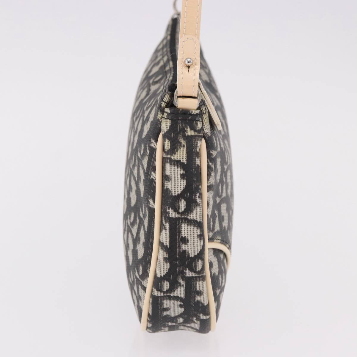 Christian Dior Trotter Canvas Saddle Pouch PVC Black Silver Auth BA13685V