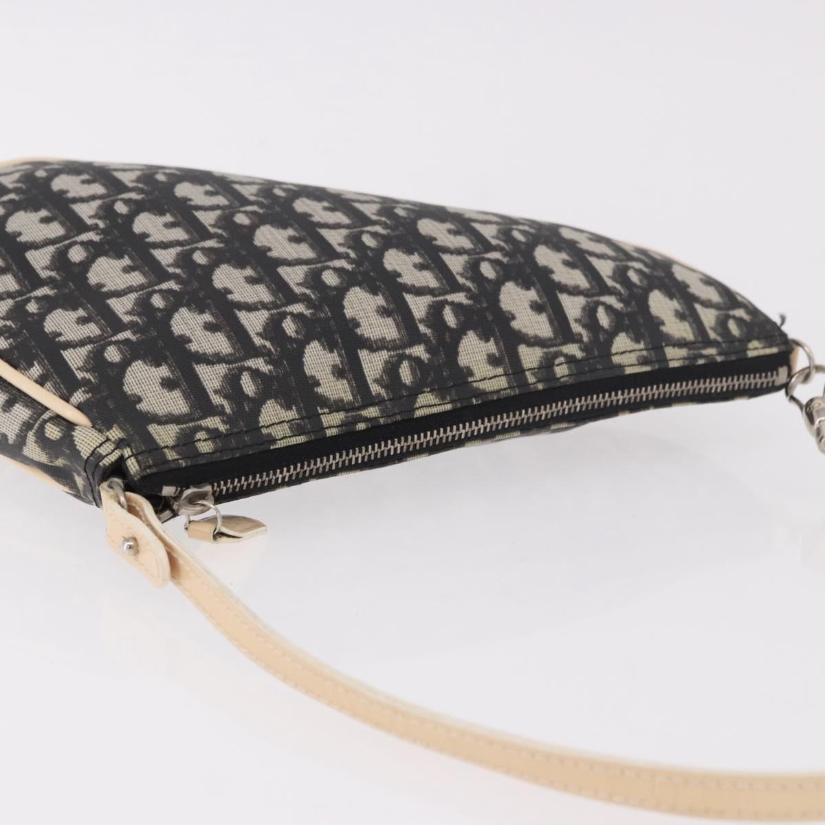 Christian Dior Trotter Canvas Saddle Pouch PVC Black Silver Auth BA13685V