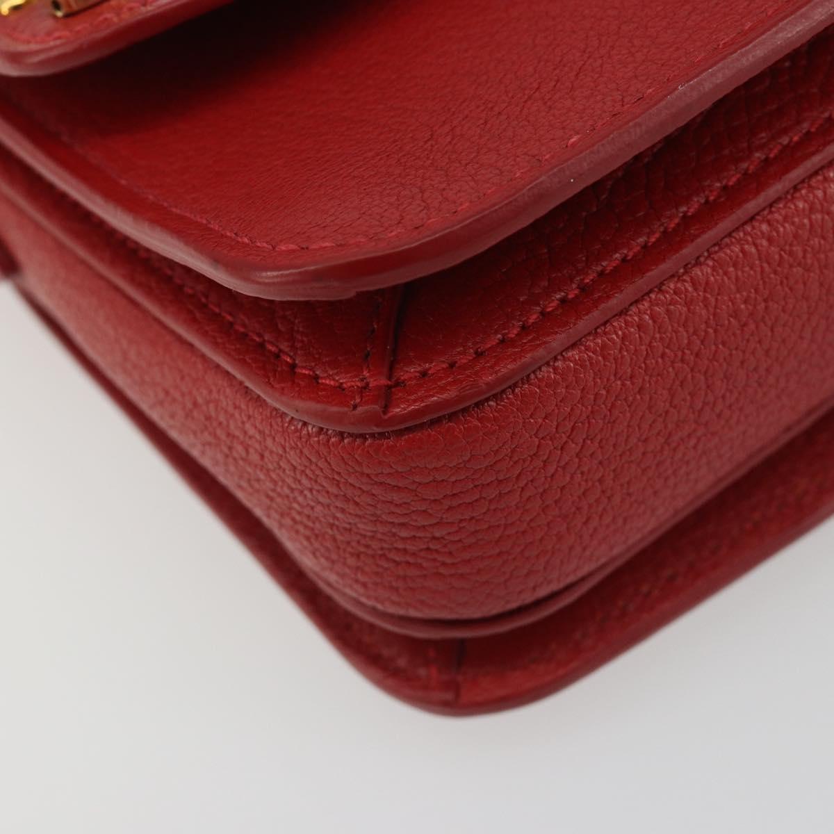 Miu Miu Shoulder Bag Leather Red Gold Auth BA13686V