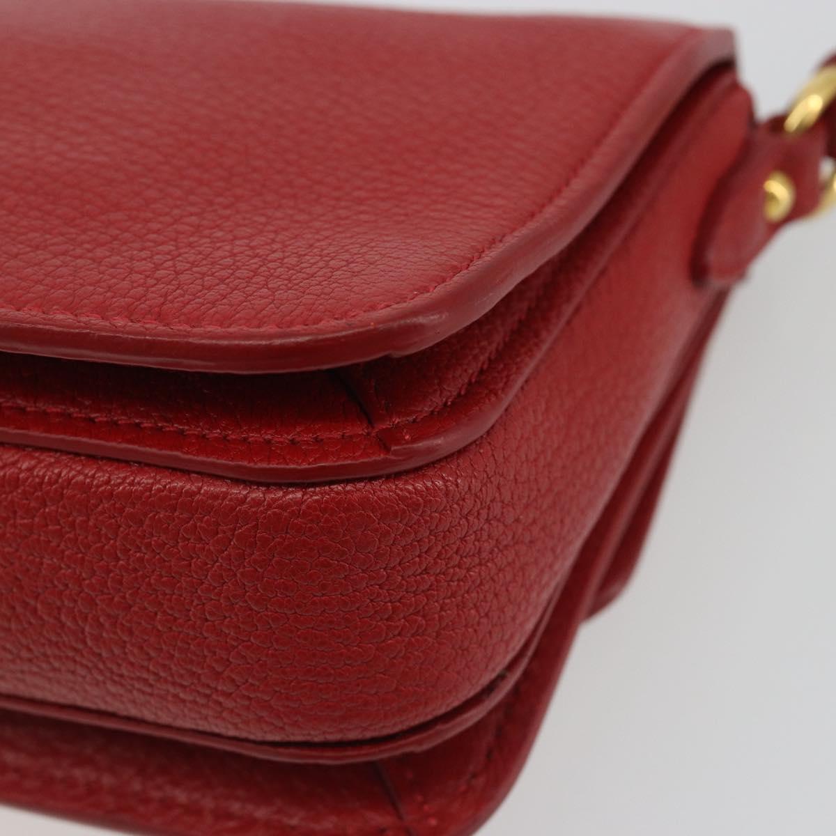 Miu Miu Shoulder Bag Leather Red Gold Auth BA13686V