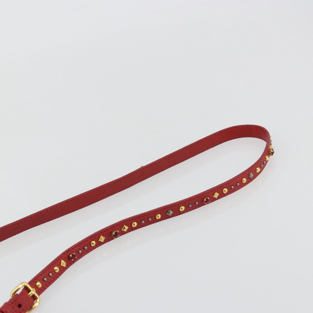 Miu Miu Shoulder Bag Leather Red Gold Auth BA13686V