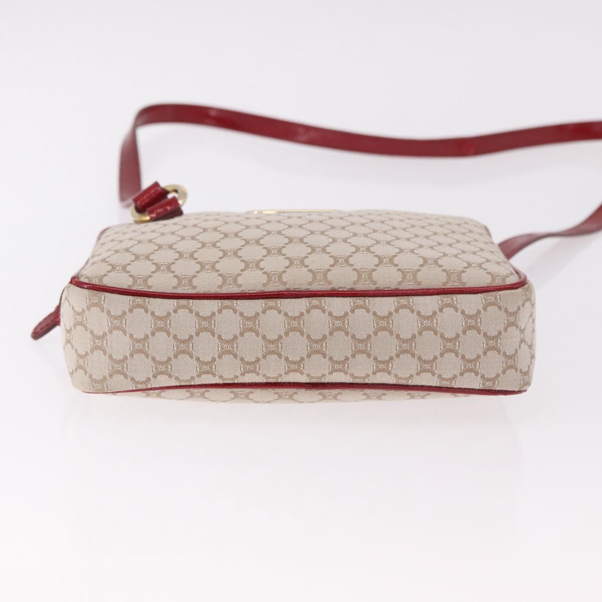 CELINE Macadam Canvas Shoulder Bag PVC Beige Gold Auth BA13688V