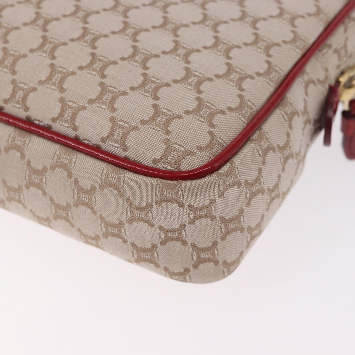 CELINE Macadam Canvas Shoulder Bag PVC Beige Gold Auth BA13688V