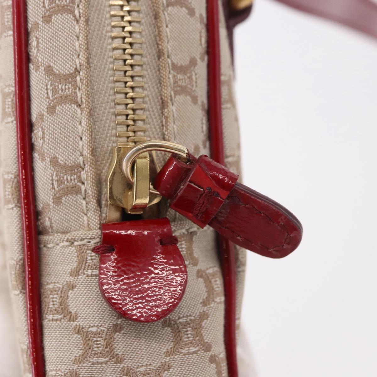 CELINE Macadam Canvas Shoulder Bag PVC Beige Gold Auth BA13688V