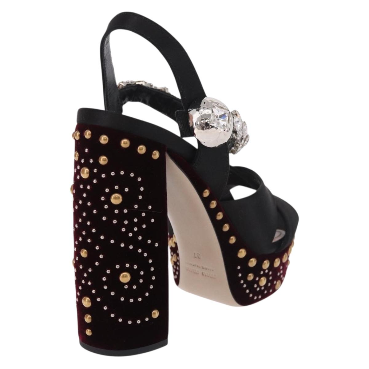 Miu Miu High Heels Velor Bordeaux Auth BA13689M