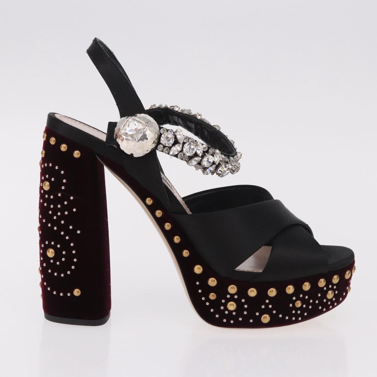 Miu Miu High Heels Velor Bordeaux Auth BA13689M