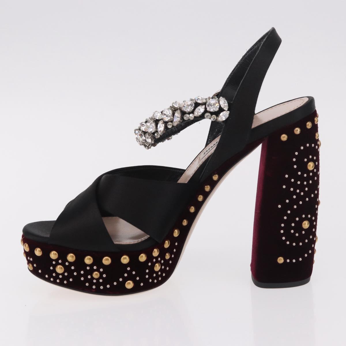 Miu Miu High Heels Velor Bordeaux Auth BA13689M