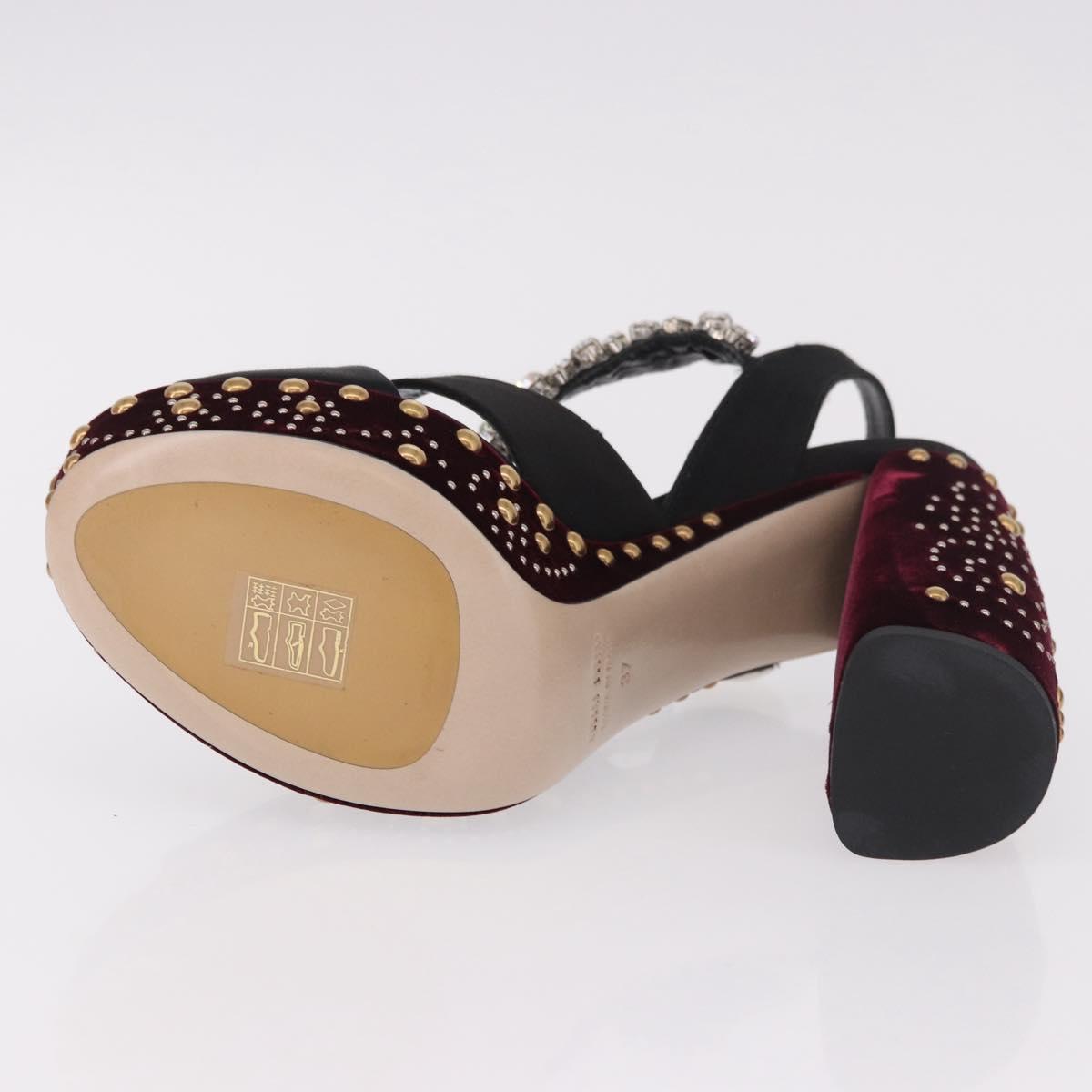 Miu Miu High Heels Velor Bordeaux Auth BA13689M