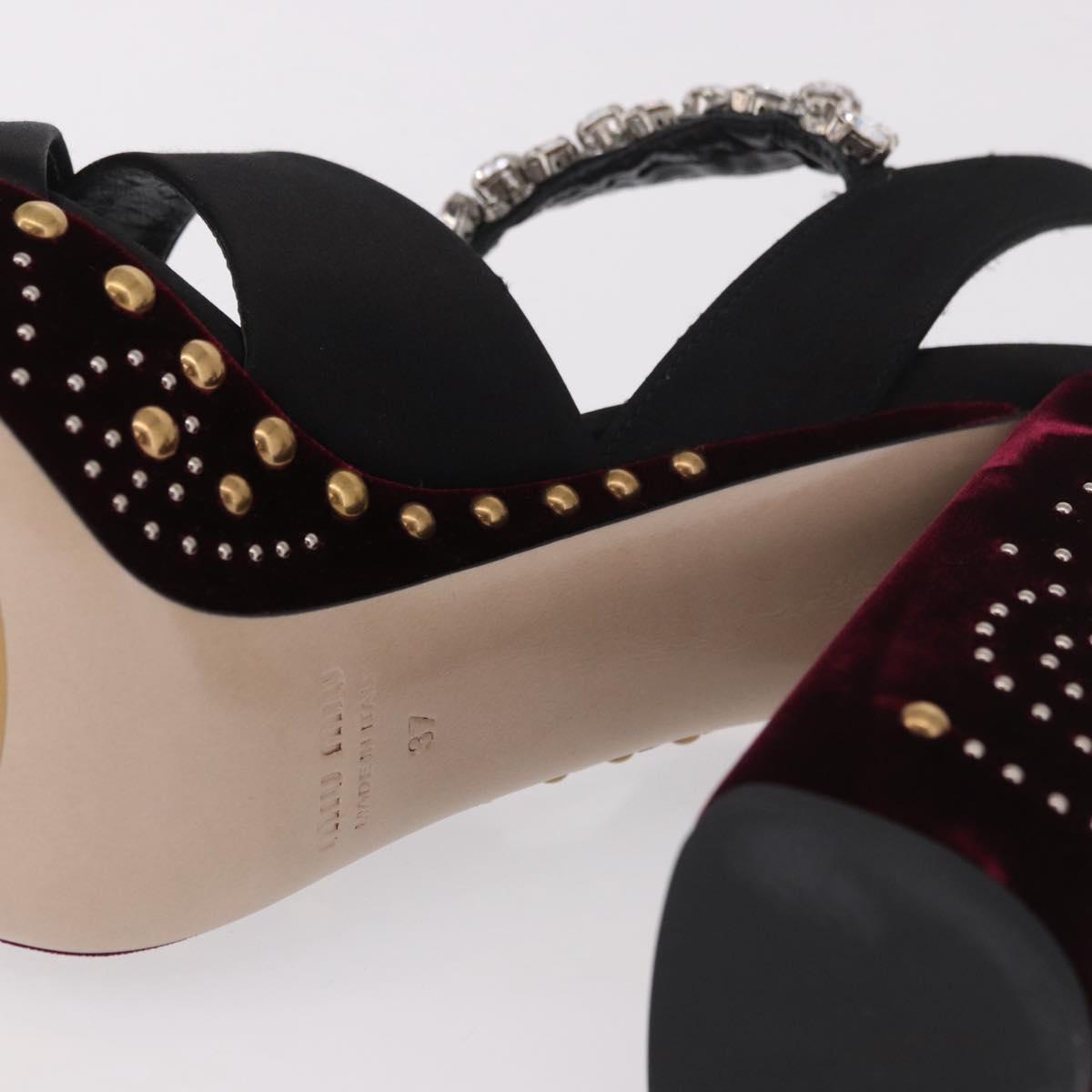 Miu Miu High Heels Velor Bordeaux Auth BA13689M