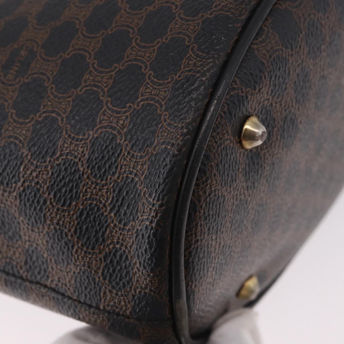 CELINE Macadam Canvas Tote Bag PVC Leather Black Gold Auth BA13696A