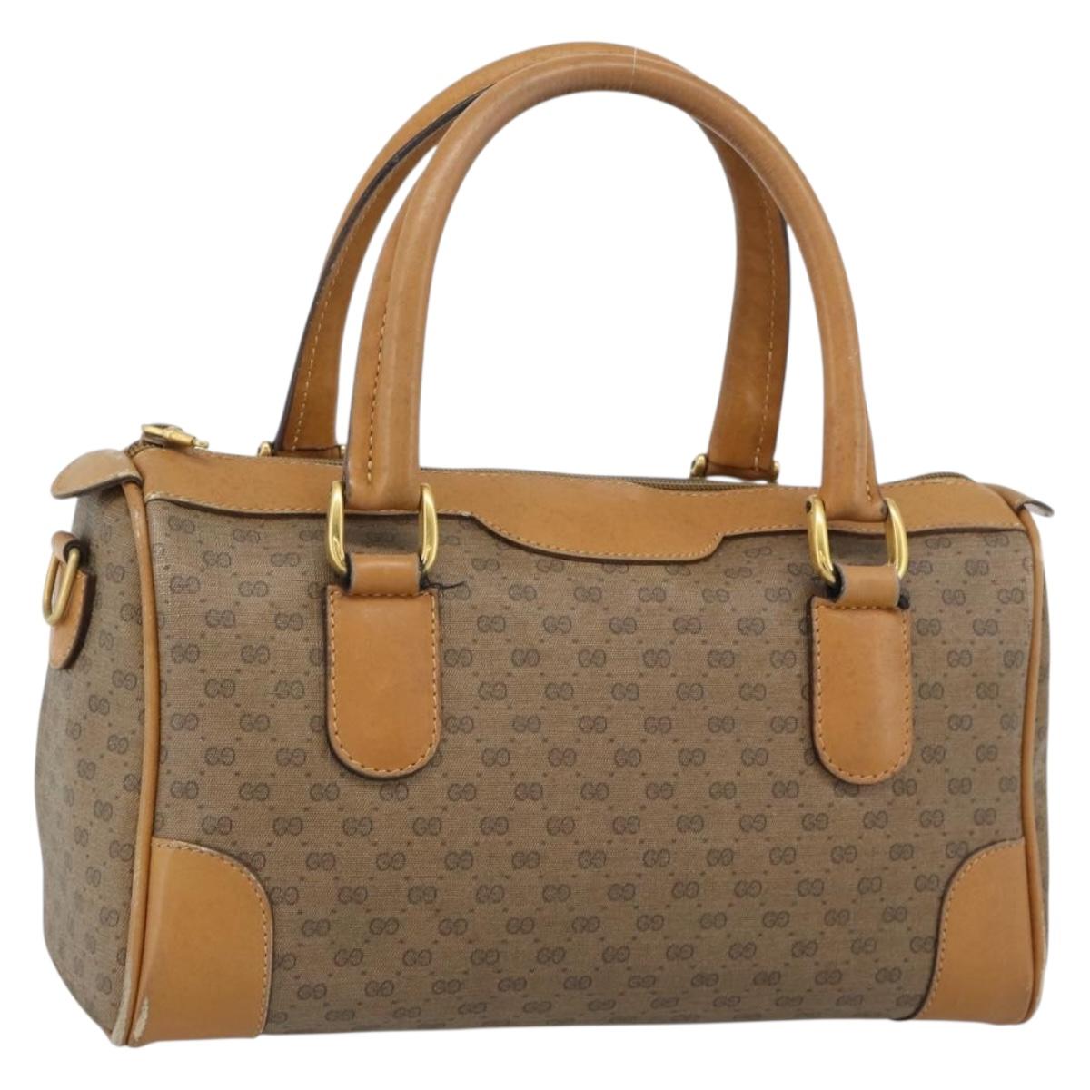 GUCCI Micro GG Supreme Boston Bag PVC Beige Gold 002 39 0069 Auth BA13701