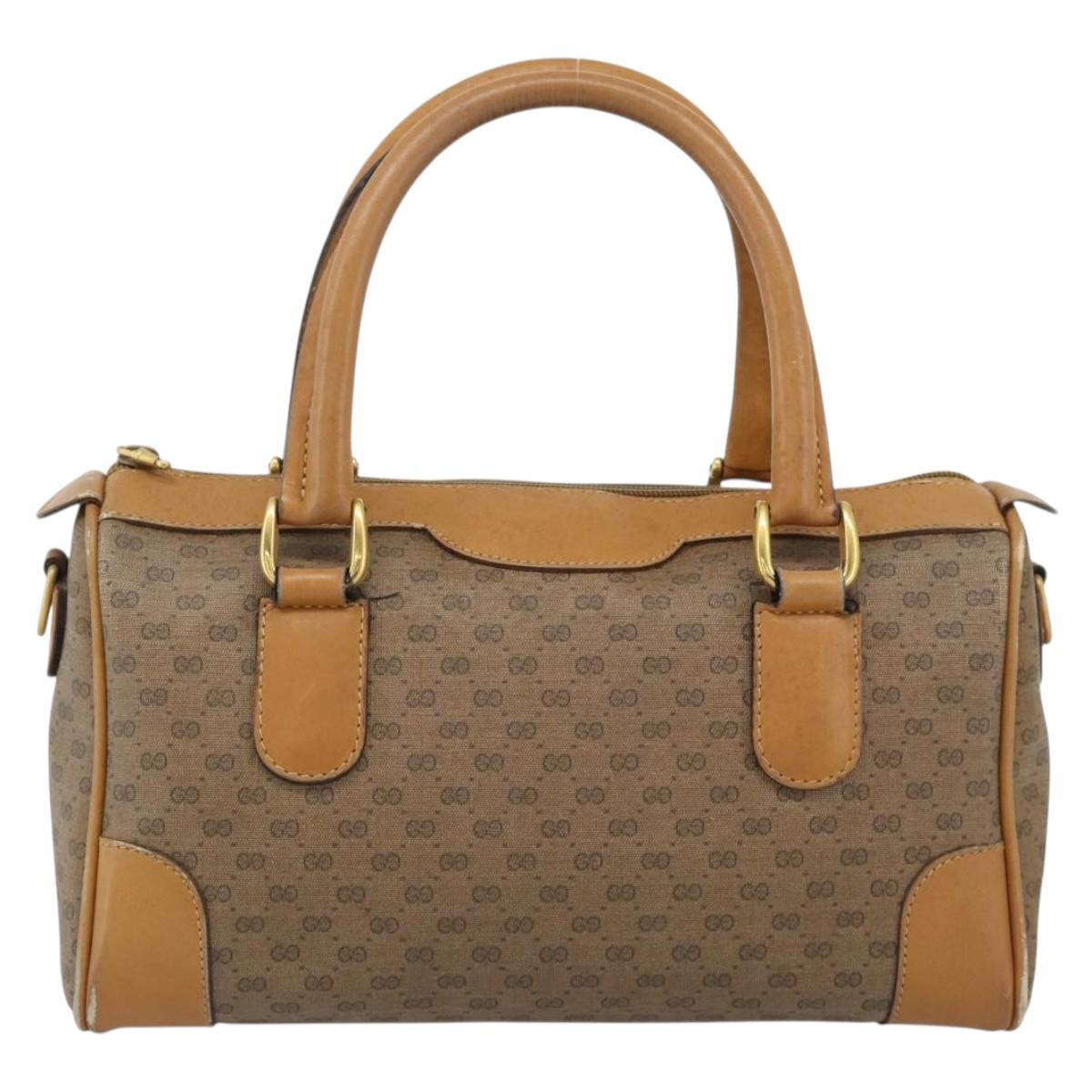 GUCCI Micro GG Supreme Boston Bag PVC Beige Gold 002 39 0069 Auth BA13701