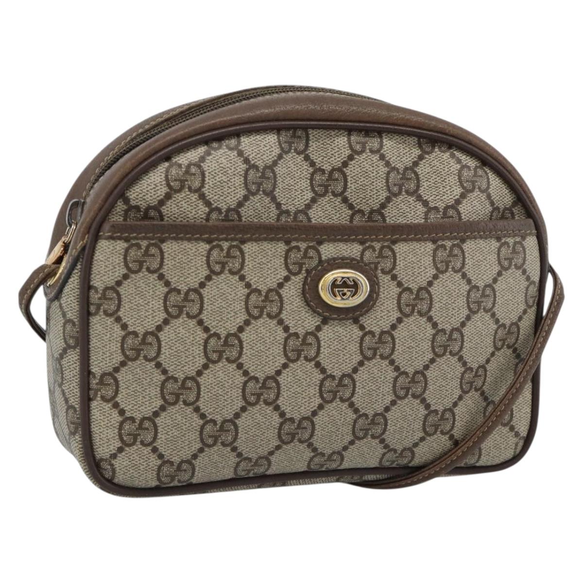 GUCCI GG Supreme Shoulder Bag PVC Beige Gold 116 02 607 Auth BA13702