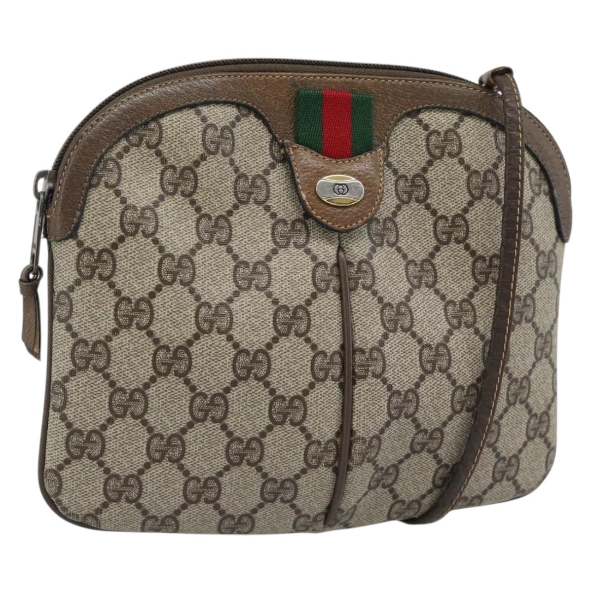 GUCCI GG Supreme Web Sherry Line Shoulder Bag PVC Beige 904 02 047 Auth BA13710