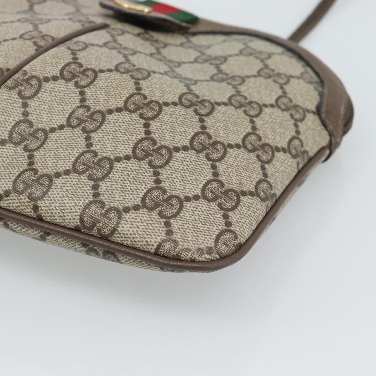 GUCCI GG Supreme Web Sherry Line Shoulder Bag PVC Beige 904 02 047 Auth BA13710