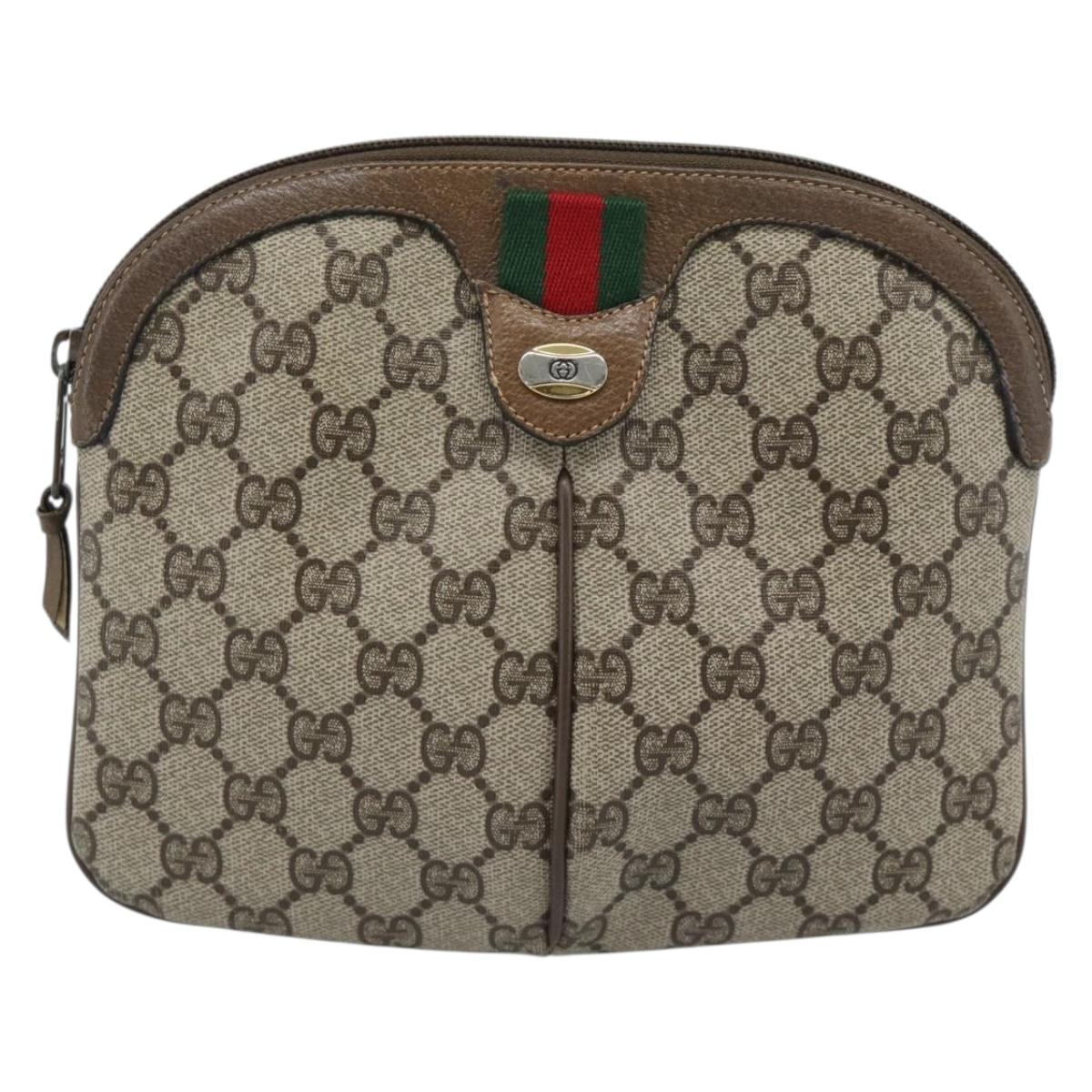 GUCCI GG Supreme Web Sherry Line Shoulder Bag PVC Beige 904 02 047 Auth BA13710