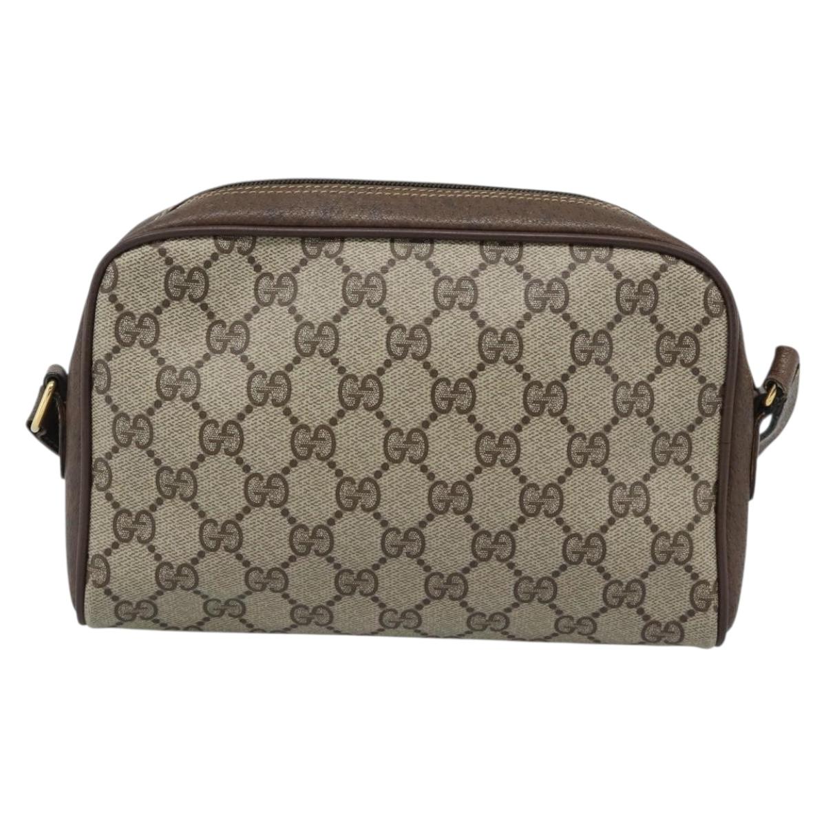 GUCCI GG Supreme Web Sherry Line Bag PVC Beige Gold 116 02 089 Auth BA13711