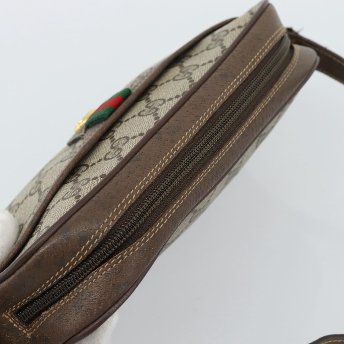 GUCCI GG Supreme Web Sherry Line Bag PVC Beige Gold 116 02 089 Auth BA13711