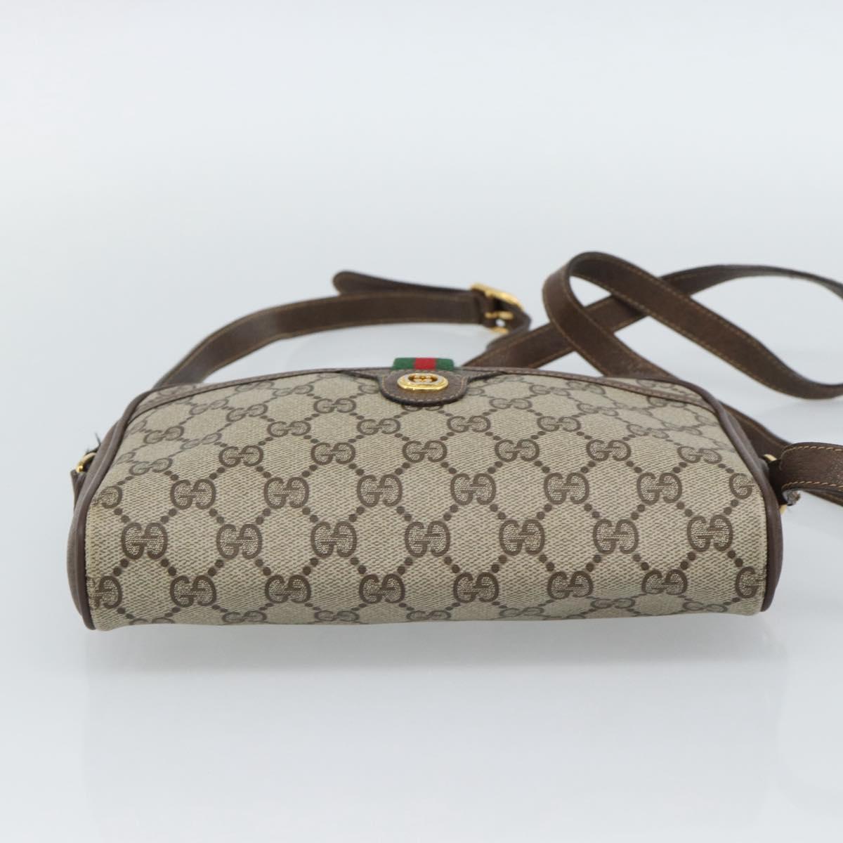 GUCCI GG Supreme Web Sherry Line Bag PVC Beige Gold 116 02 089 Auth BA13711