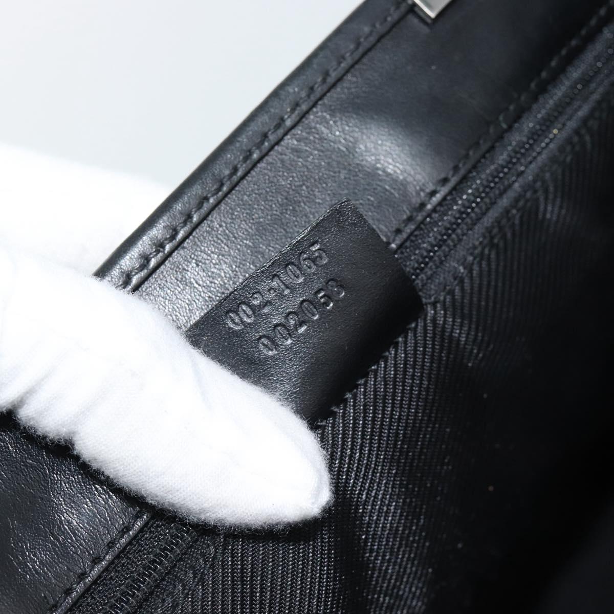 GUCCI GG Canvas Jackie Hand Bag Leather Black Silver 002 1065 Auth BA13717V