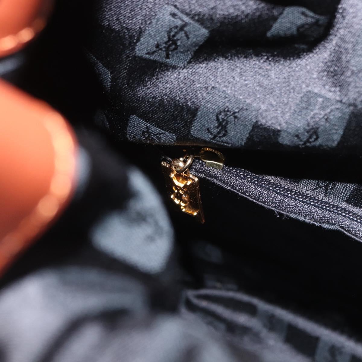 SAINT LAURENT Purse Shoulder Bag Nylon Black Gold Auth BA13718A