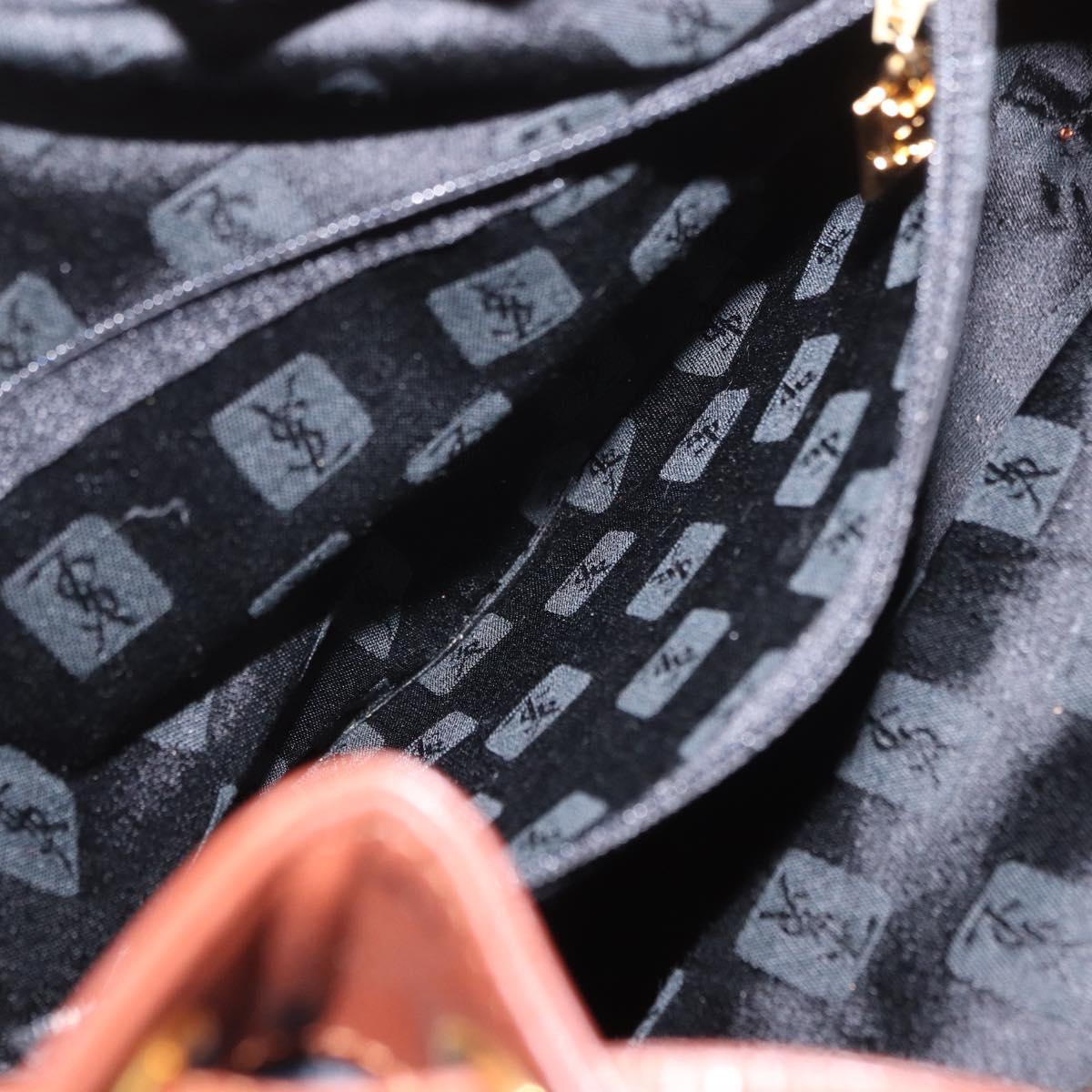 SAINT LAURENT Purse Shoulder Bag Nylon Black Gold Auth BA13718A