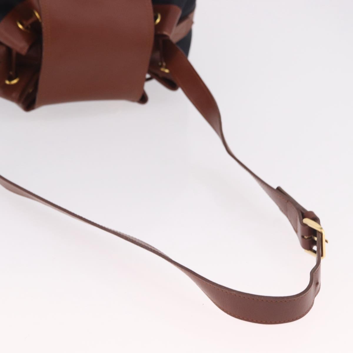 SAINT LAURENT Purse Shoulder Bag Nylon Black Gold Auth BA13718A