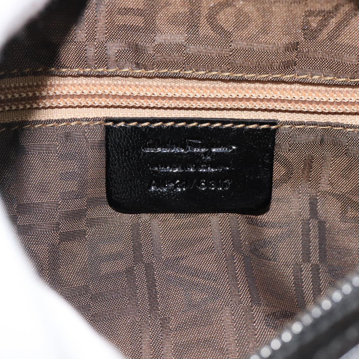 Salvatore Ferragamo Gancini Hand Bag Suede Black Silver Auth BA13719A