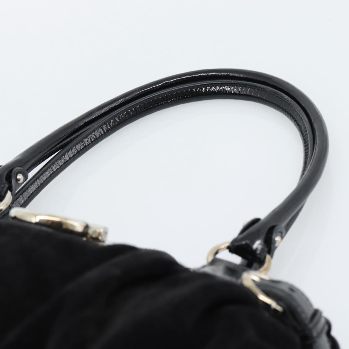 Salvatore Ferragamo Gancini Hand Bag Suede Black Silver Auth BA13719A