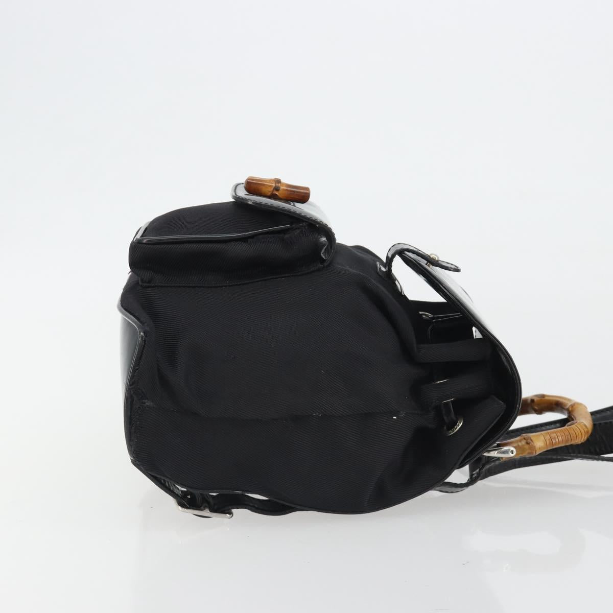 GUCCI Bamboo Hand Bag Nylon Black Silver 003 2852 0030 5 Auth BA13720