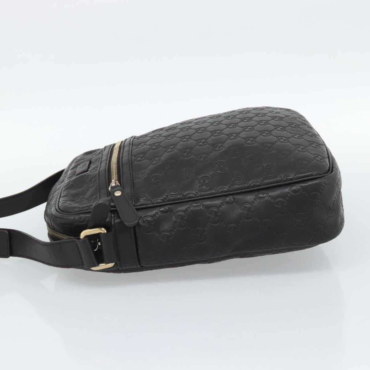 GUCCI GG Canvas Guccissima Shoulder Bag Leather Black Gold 201448 Auth BA13721A